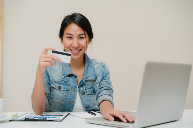 woman with card