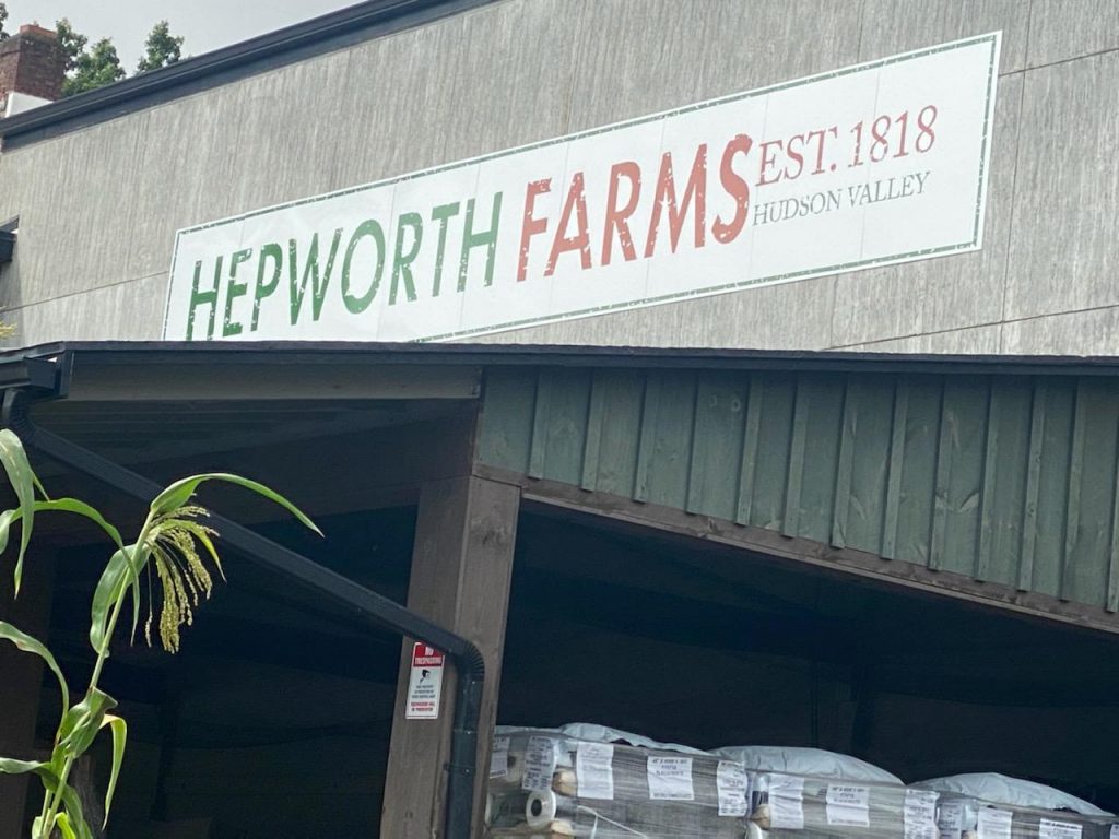 Hepworth Farms sign on building