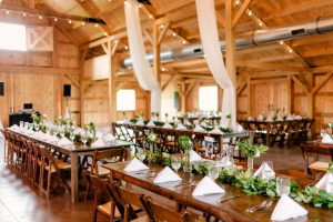 Wedding setup in barn