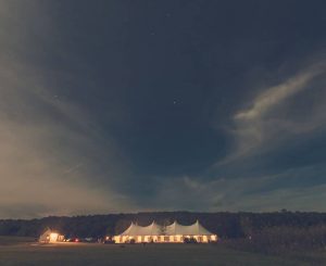 event tent set up at night